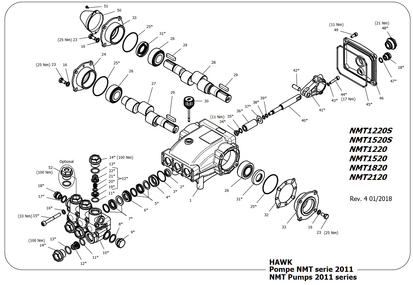 Плунжерный насос высокого давления для автомойки  HAWK NMT2120CW(R/L) (200 bar 21л/мин)