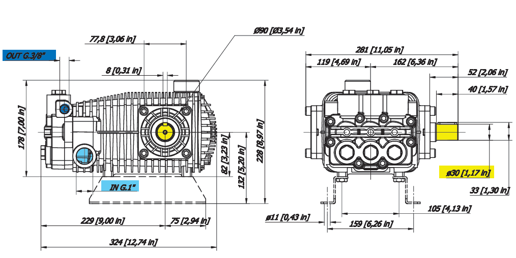Плунжерный насос высокого давления для автомойки  Bertolini RBS 2735